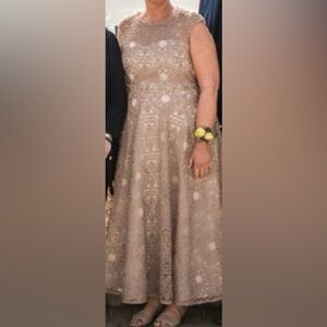 BHLDN Taupe Lace Maxi Dress